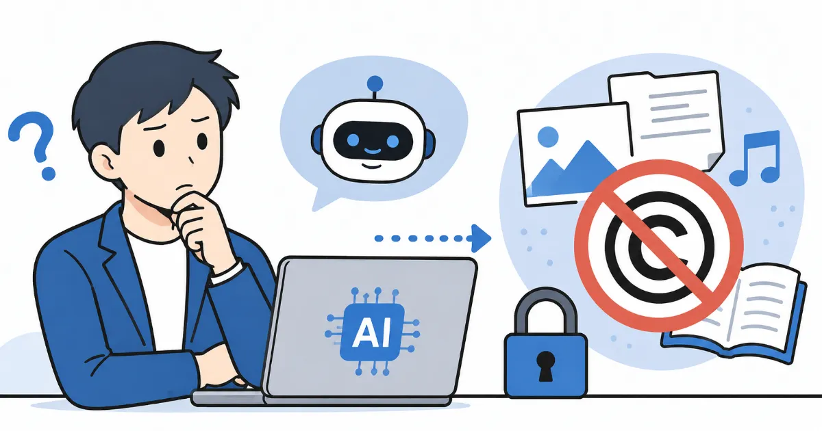 意図せぬ「著作権侵害」を防ぐ：AI生成物の外部公開・商用利用に関する注意点
